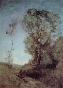 Corot Camille The Italian vill behind pines Spain oil painting artist